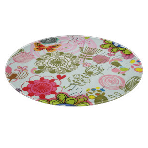Blumenmuster im Retro-Stil 2 Schneidebrett