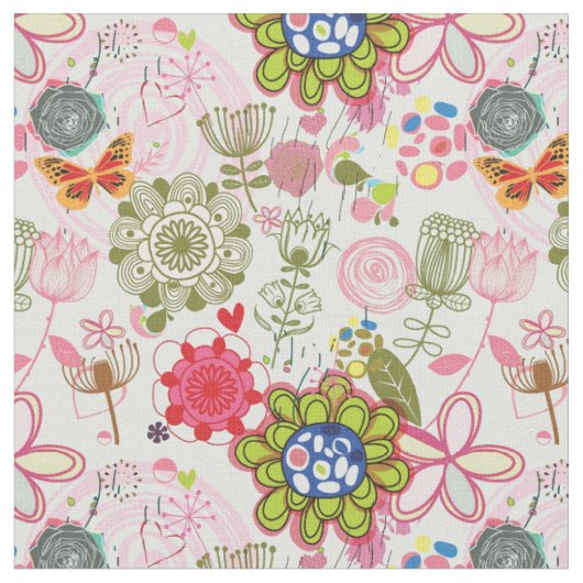 Blumenmuster im Retro-Stil 2 Stoff (Nahaufnahme)