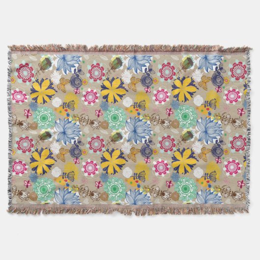 Blumenmuster im Retro-Stil 3 Decke (Vorderseite)