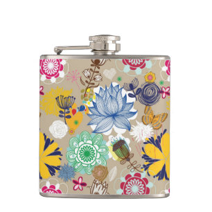 Blumenmuster im Retro-Stil 3 Flachmann