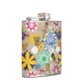Blumenmuster im Retro-Stil 3 Flachmann (Rechts)
