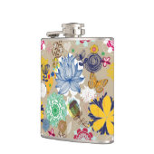 Blumenmuster im Retro-Stil 3 Flachmann (Links)