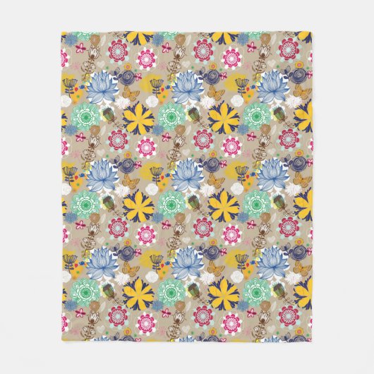 Blumenmuster im Retro-Stil 3 Fleecedecke (Vorderseite)