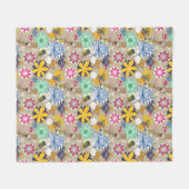 Blumenmuster im Retro-Stil 3 Fleecedecke (Vorderseite (Horizontal))