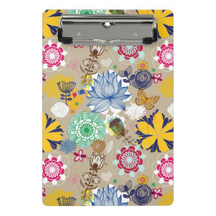 Blumenmuster im Retro-Stil 3 Mini Klemmbrett