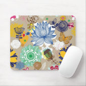 Blumenmuster im Retro-Stil 3 Mousepad (Mit Mouse)
