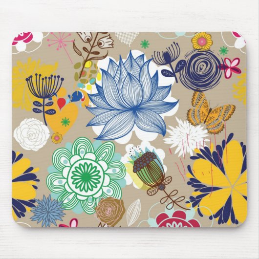 Blumenmuster im Retro-Stil 3 Mousepad (Vorne)