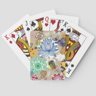 Blumenmuster im Retro-Stil 3 Spielkarten