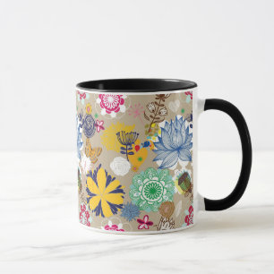 Blumenmuster im Retro-Stil 3 Tasse