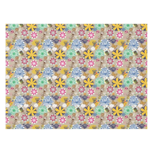 Blumenmuster im Retro-Stil 3 Tischdecke (Vorderseite (Horizontal))