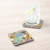 Blumenmuster im Retro-Stil 3 Untersetzer (Rechte Seite)