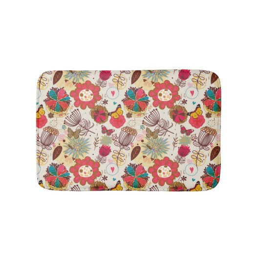 Blumenmuster im Retro-Stil 4 Badematte (Vorderseite)