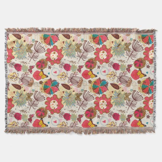 Blumenmuster im Retro-Stil 4 Decke (Vorderseite)