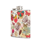Blumenmuster im Retro-Stil 4 Flachmann (Links)