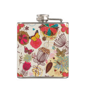 Blumenmuster im Retro-Stil 4 Flachmann (Rückseite)