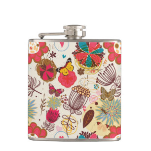 Blumenmuster im Retro-Stil 4 Flachmann