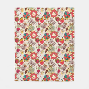 Blumenmuster im Retro-Stil 4 Fleecedecke