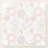 Blumenmuster im Retro-Stil 4 Glasuntersetzer (Rückseite)