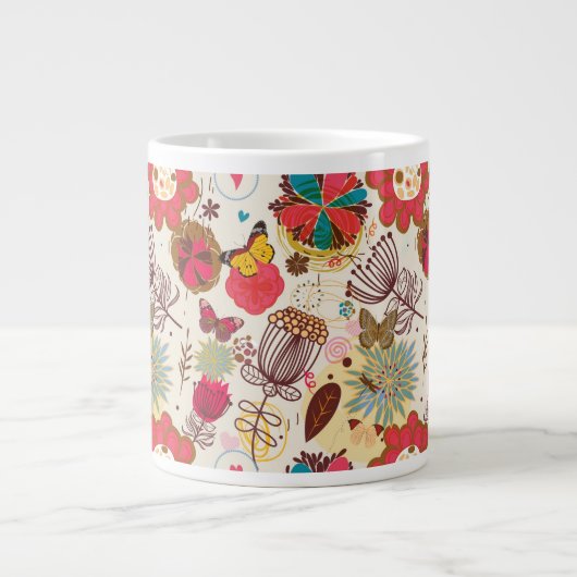 Blumenmuster im Retro-Stil 4 Jumbo-Tasse (Vorderseite)