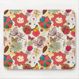Blumenmuster im Retro-Stil 4 Mousepad