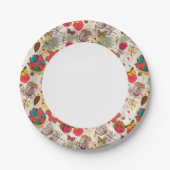 Blumenmuster im Retro-Stil 4 Pappteller (Vorderseite)