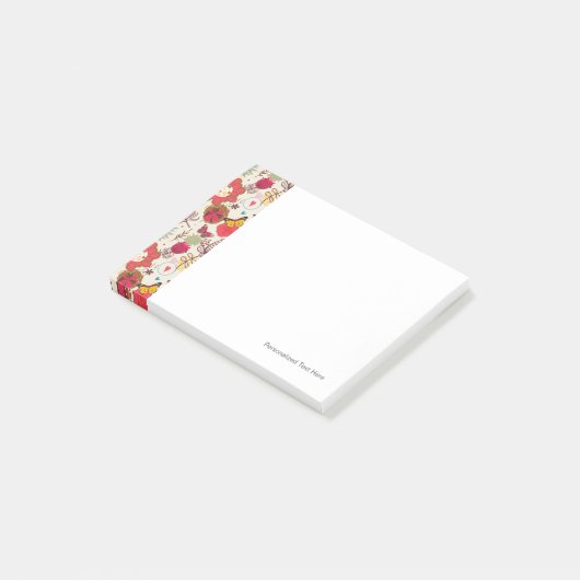 Blumenmuster im Retro-Stil 4 Post-it Klebezettel (angewinkelt)