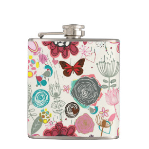 Blumenmuster im Retro-Stil 5 Flachmann