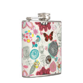 Blumenmuster im Retro-Stil 5 Flachmann (Rechts)