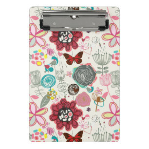 Blumenmuster im Retro-Stil 5 Mini Klemmbrett
