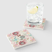 Blumenmuster im Retro-Stil 5 Steinuntersetzer (Seitenansicht)
