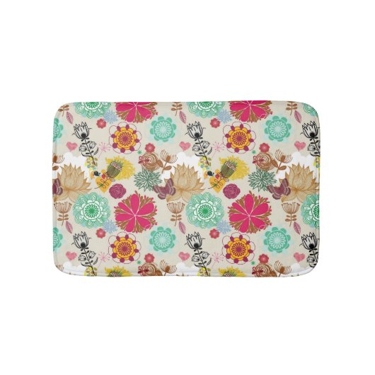 Blumenmuster im Retro-Stil Badematte (Vorderseite)