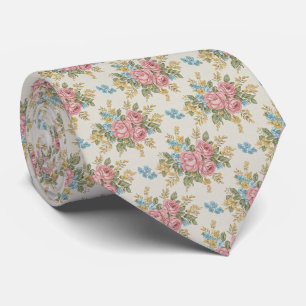 Blumenmuster im Retro-Stil der 1940er Jahre Krawatte