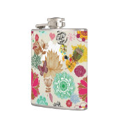 Blumenmuster im Retro-Stil Flachmann (Links)