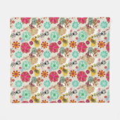 Blumenmuster im Retro-Stil Fleecedecke (Vorderseite (Horizontal))
