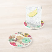 Blumenmuster im Retro-Stil Getränkeuntersetzer (Seite)