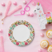 Blumenmuster im Retro-Stil Pappteller (Party)