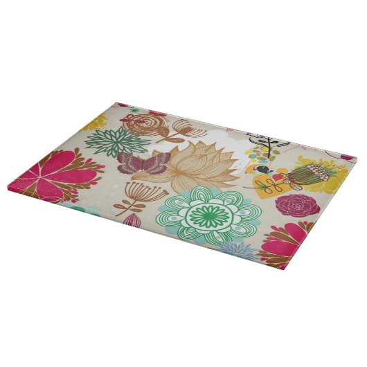Blumenmuster im Retro-Stil Schneidebrett (Ecke)