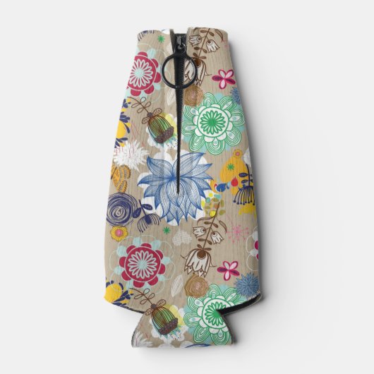 Blumenmuster im Retrostil 3 Flaschenkühler (Rückseite)