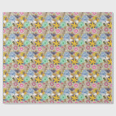 Blumenmuster im Retrostil 3 Geschenkpapier (Flach)