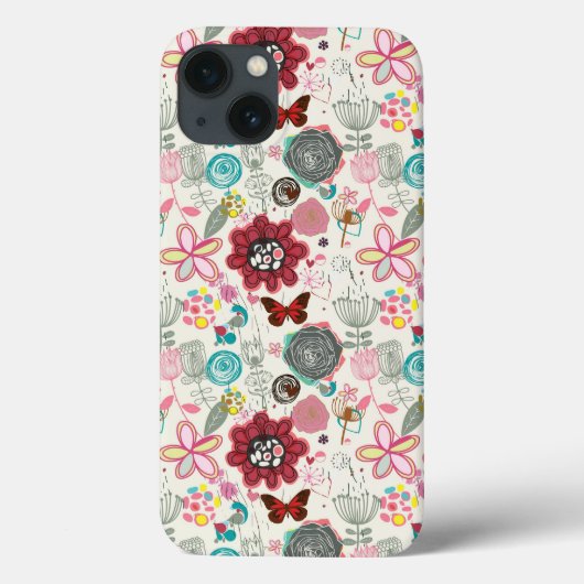 Blumenmuster im Retrostil 5 Case-Mate iPhone Hülle (Rückseite)
