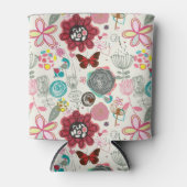 Blumenmuster im Retrostil 5 Dosenkühler (Vorderseite)