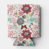 Blumenmuster im Retrostil 5 Dosenkühler (Rückseite)