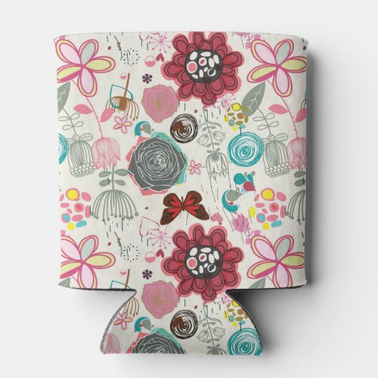 Blumenmuster im Retrostil 5 Dosenkühler (Rückseite)