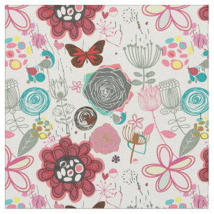 Blumenmuster im Retrostil 5 Stoff