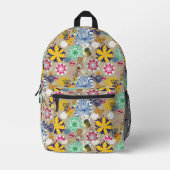 Blumenmuster im Retrostil Bedruckter Rucksack (Vorderseite)