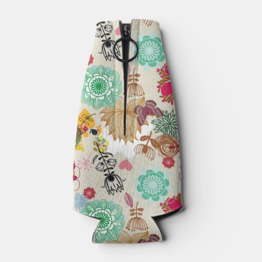 Blumenmuster im Retrostil Flaschenkühler (Rückseite)