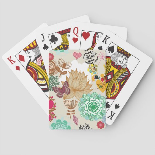 Blumenmuster im Retrostil Spielkarten (Rückseite)