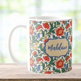 Blumenmuster im Stil von William Morris Blau Rot G Kaffeetasse
