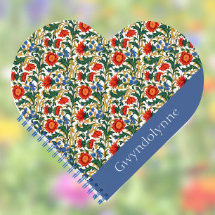 Blumenmuster im Stil von William Morris Blau Rot G Notizblock