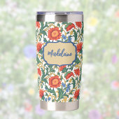 Blumenmuster im Stil von William Morris Blau Rot G Thermobecher